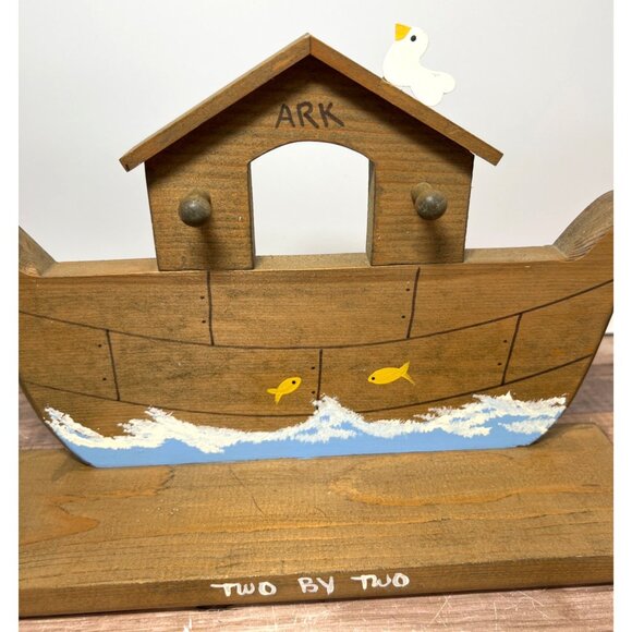 Wooden Noahs Ark Wall Shelf Decor With Bird & Fish Motif - Two By Two Theme - Picture 2 of 7